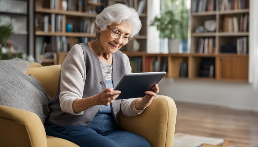 Senior using a tablet