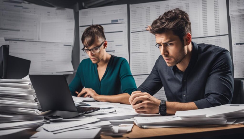 Stressed person looking at financial choices