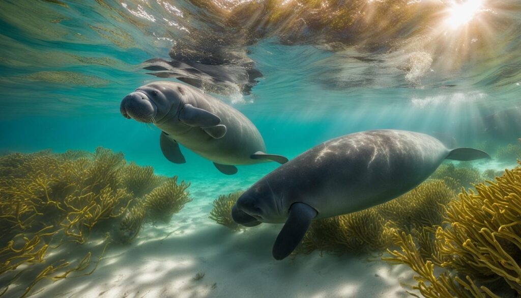 swims with manatees