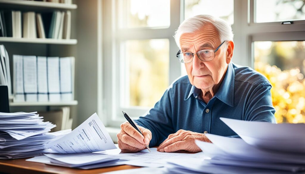 Retiree reviewing high-interest debt and mortgage plans